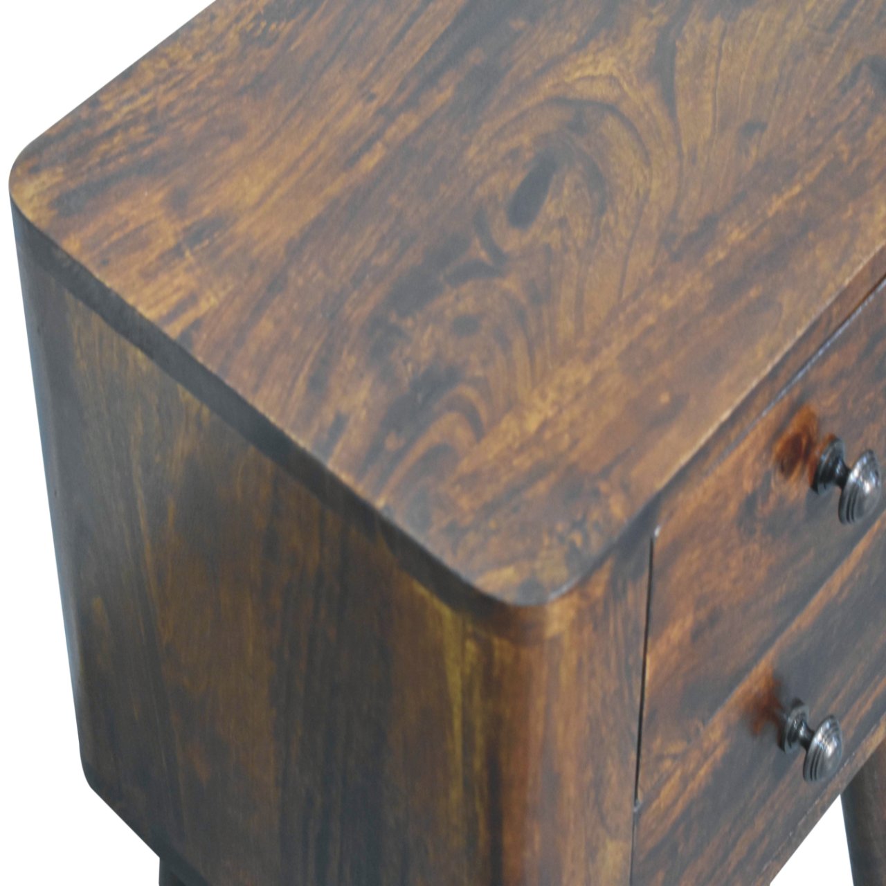 Solid Mango Wood Chestnut Finished 2 Drawer Bera Bedside - Image 5