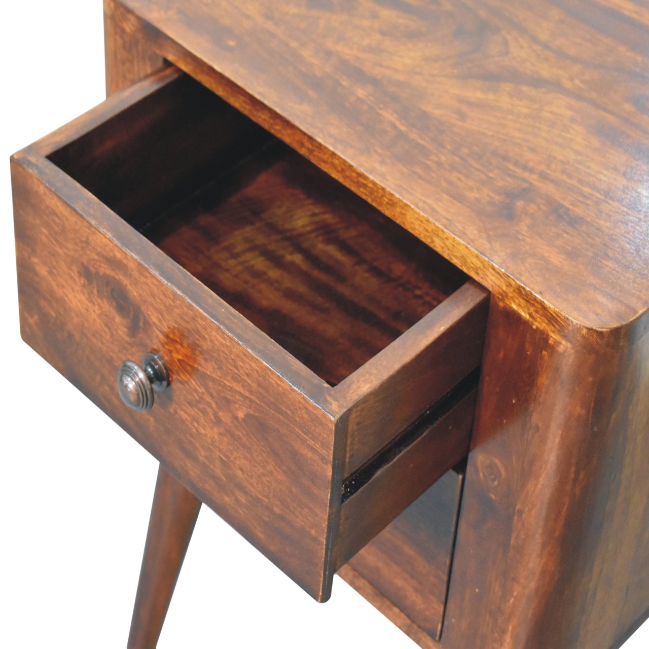 Solid Mango Wood Chestnut Finished 2 Drawer Bera Bedside - Image 6
