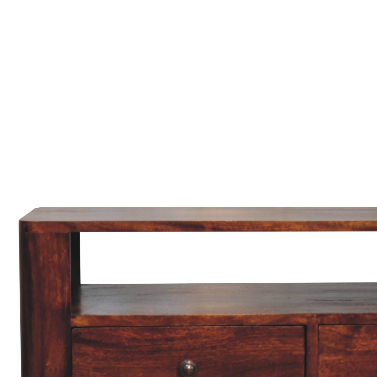 Solid Mango Wood Solid Chestnut Finished Mango Wood 2 Drawer Bera Media Unit - Image 4