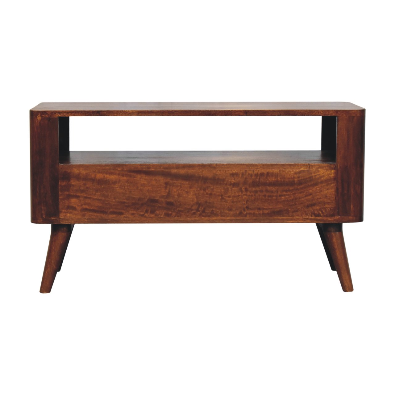 Solid Mango Wood Solid Chestnut Finished Mango Wood 2 Drawer Bera Media Unit - Image 9