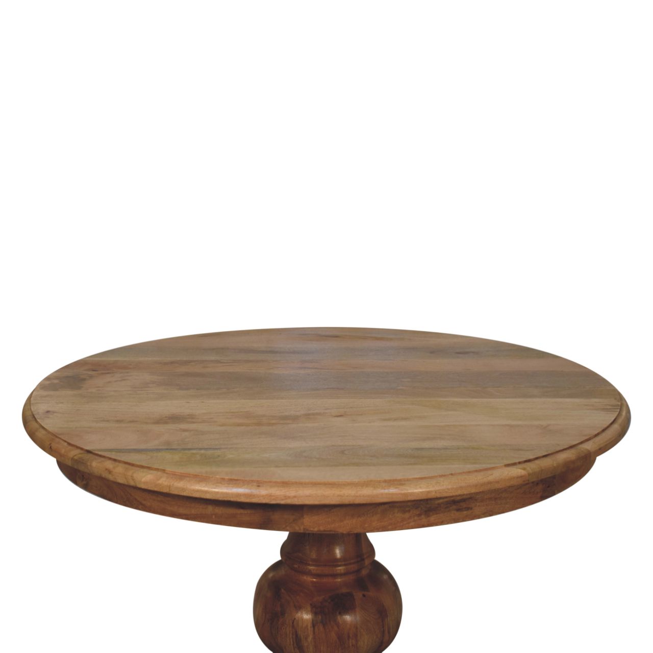 Solid Mango Wood Natural Finished 110cm Round Turned Dining Table - Image 2