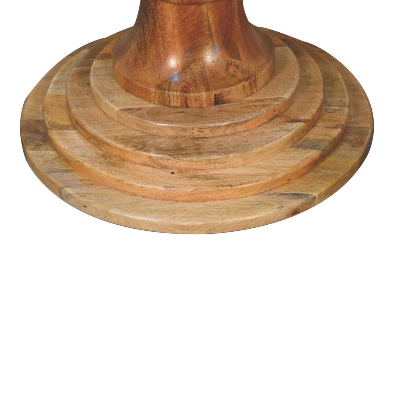 Solid Mango Wood Natural Finished 110cm Round Turned Dining Table - Image 6