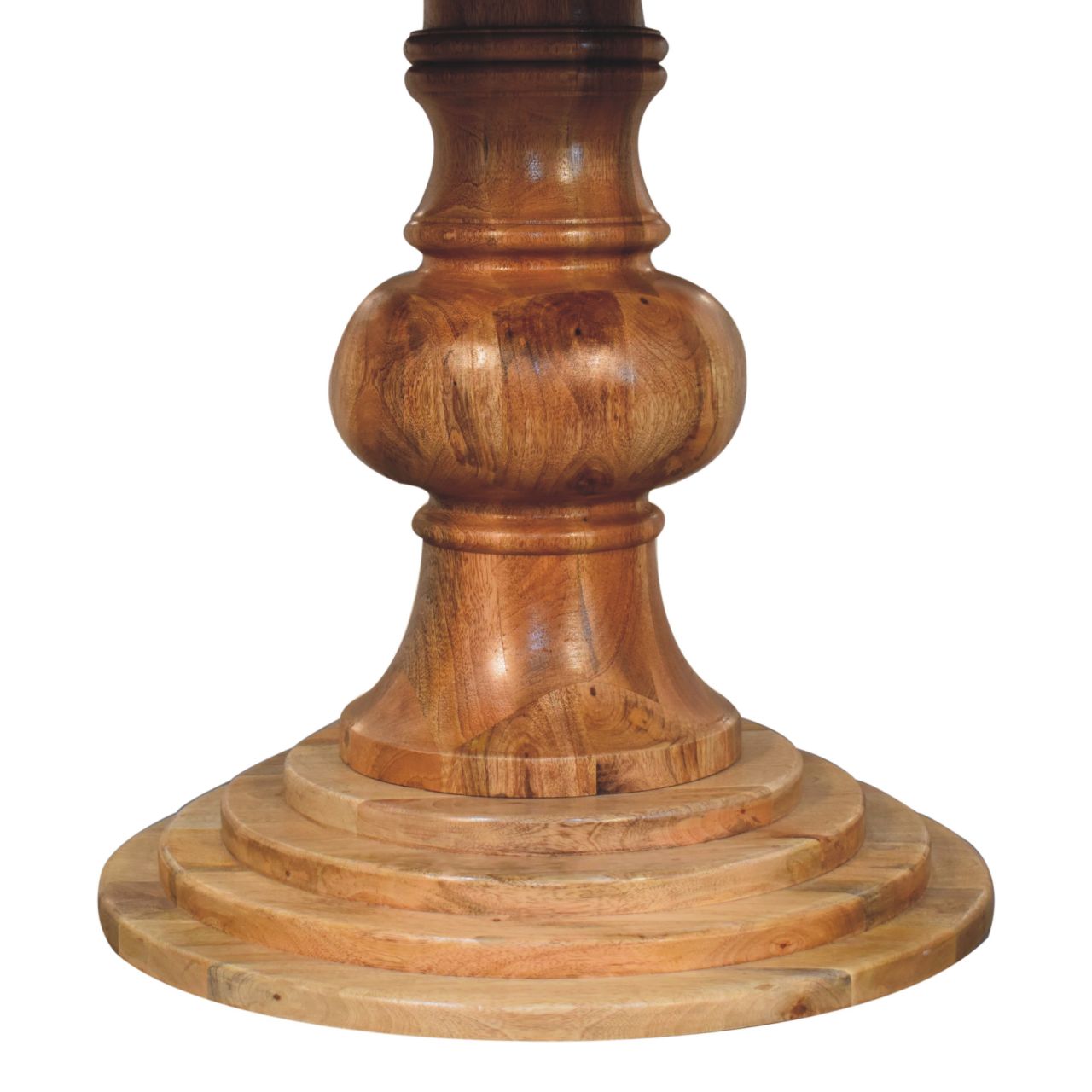 Solid Mango Wood Natural Finished 110cm Round Turned Dining Table - Image 9