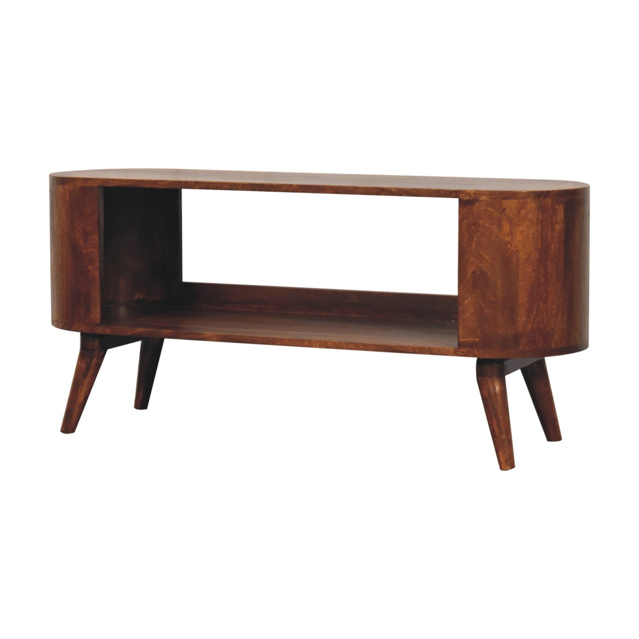 Solid Mango Wood Chestnut Finished Soba Shoe Cabinet - Image 3