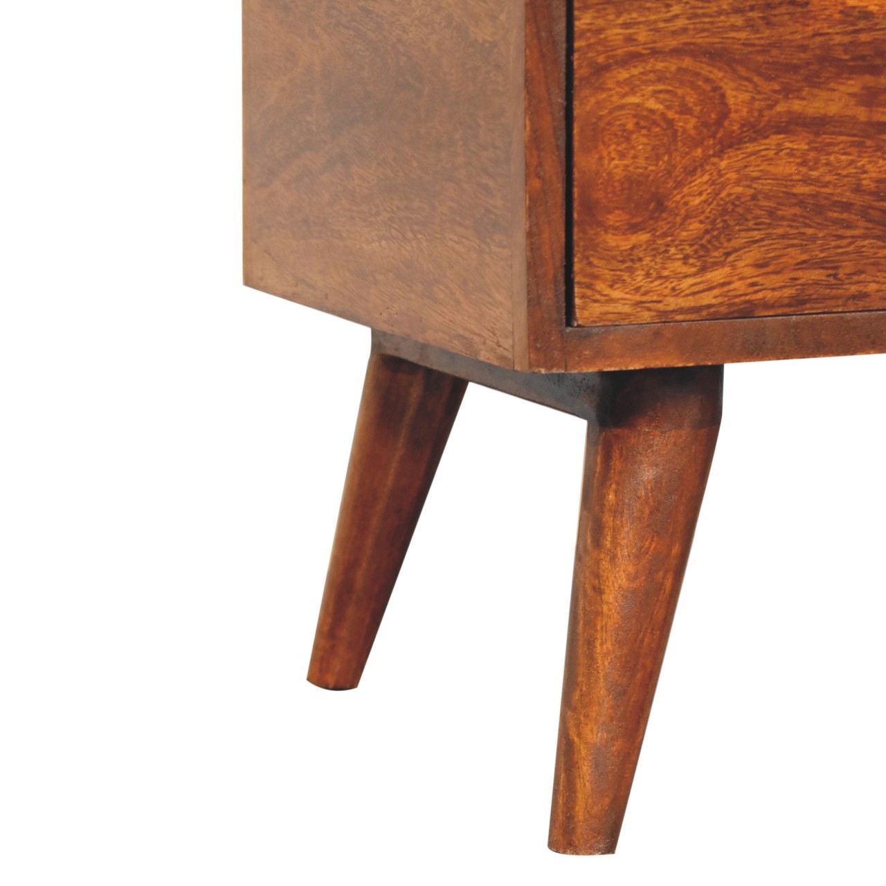 Solid Mango Wood Chestnut Finished 1 Drawer Dome Bedside - Image 7