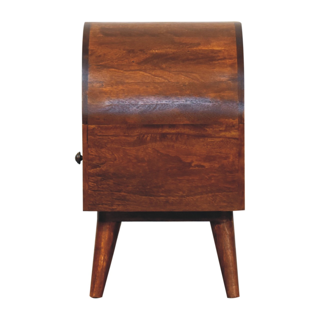 Solid Mango Wood Chestnut Finished 1 Drawer Dome Bedside - Image 8