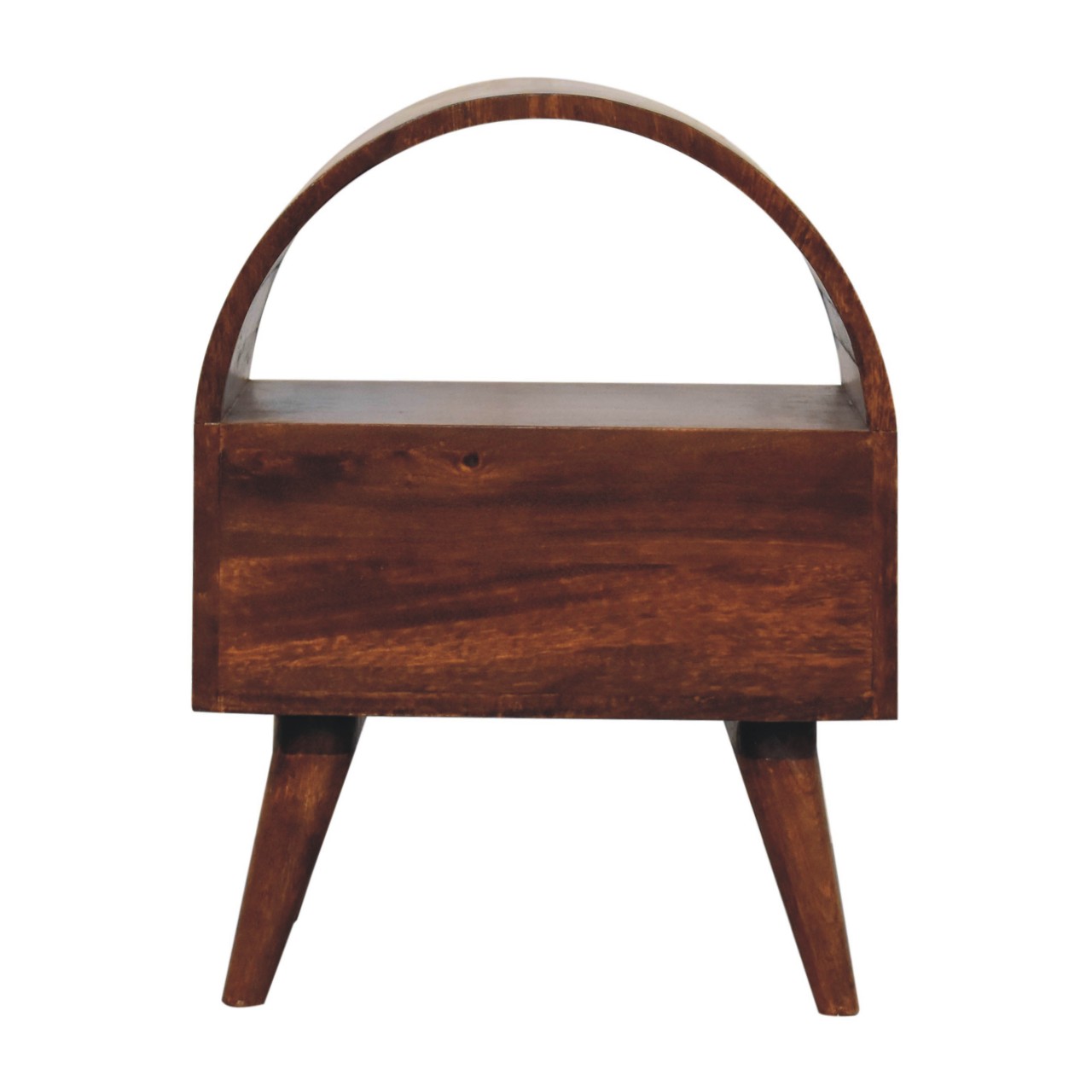 Solid Mango Wood Chestnut Finished 1 Drawer Dome Bedside - Image 9