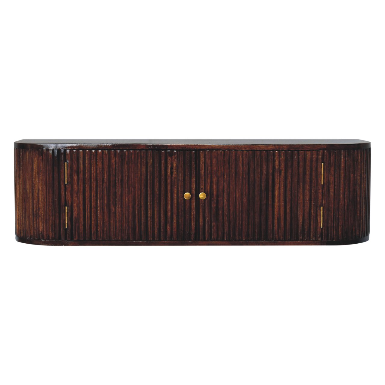 Solid Mango Wood Chunky Chestnut Finished 2 Door Wall Mounted Console