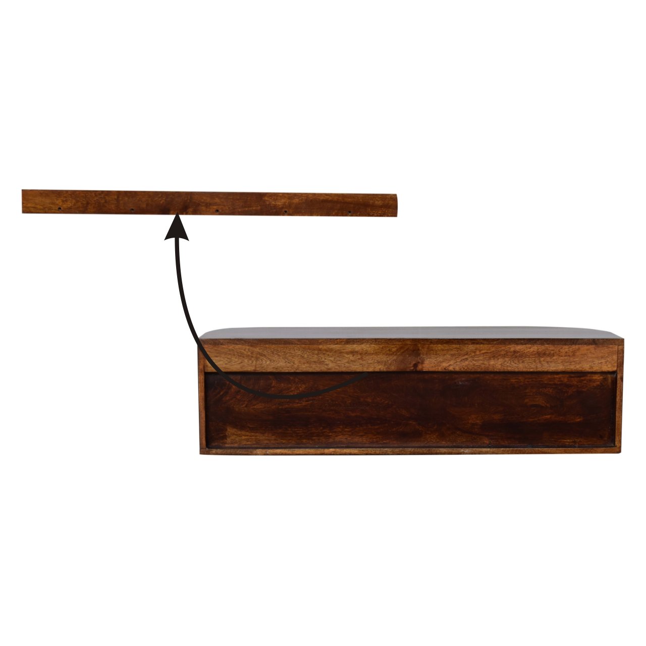 Solid Mango Wood Chunky Chestnut Finished 2 Door Wall Mounted Console - Image 10
