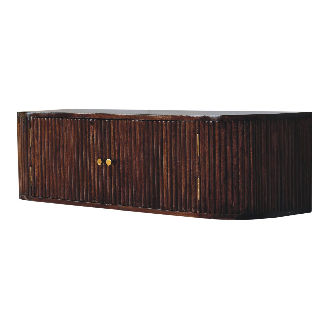 Solid Mango Wood Chunky Chestnut Finished 2 Door Wall Mounted Console - Image 2