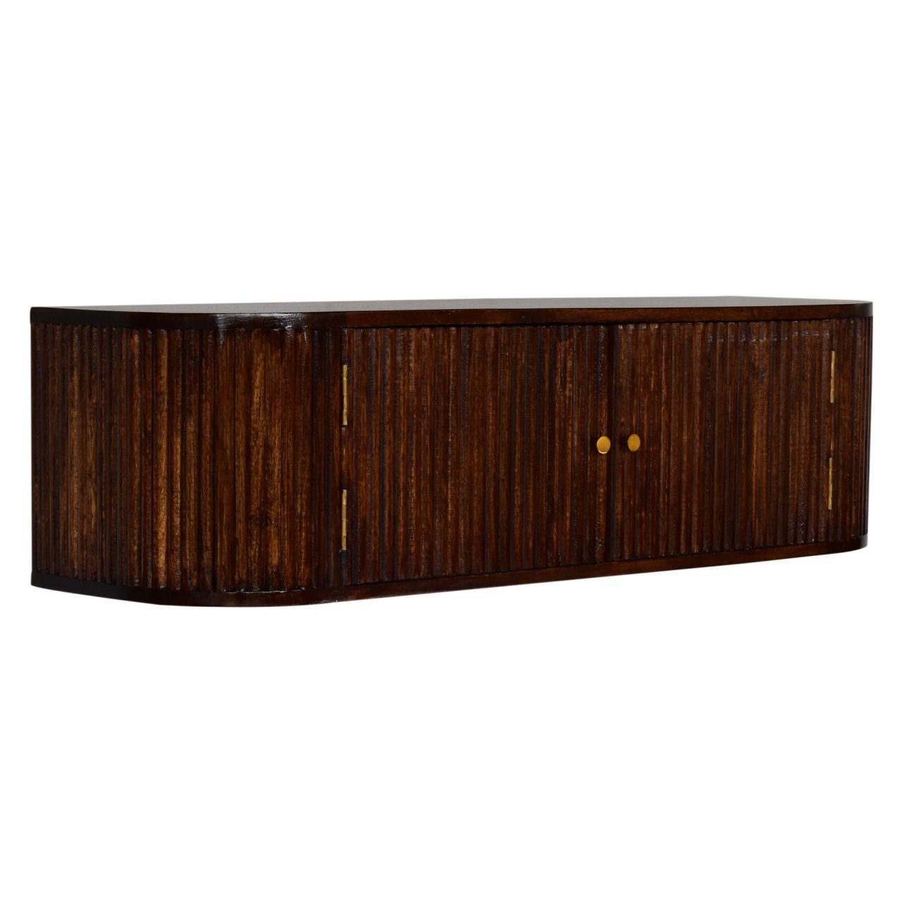 Solid Mango Wood Chunky Chestnut Finished 2 Door Wall Mounted Console - Image 3