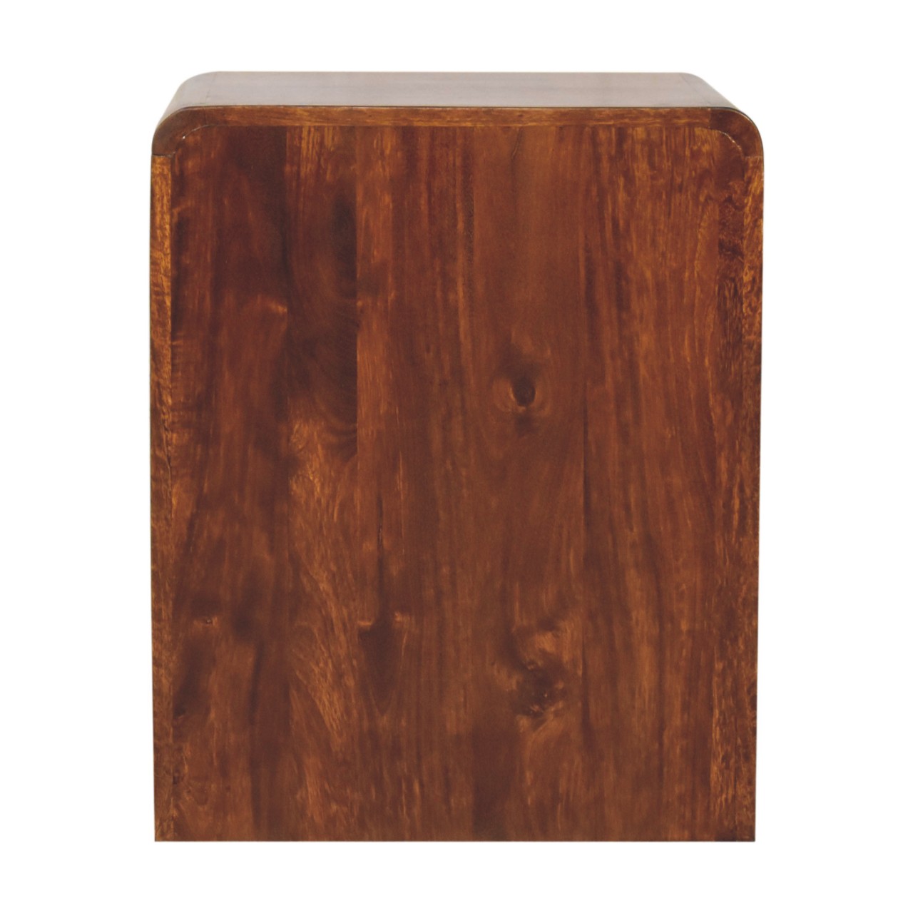 Solid Mango Wood Chestnut Finished 1 Drawer T-Bar Rounded Bedside - Image 9