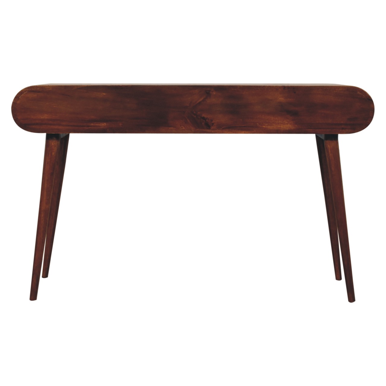 Solid Mango Wood Chestnut Finished 2 Drawer London Arch Writing Desk - Image 9