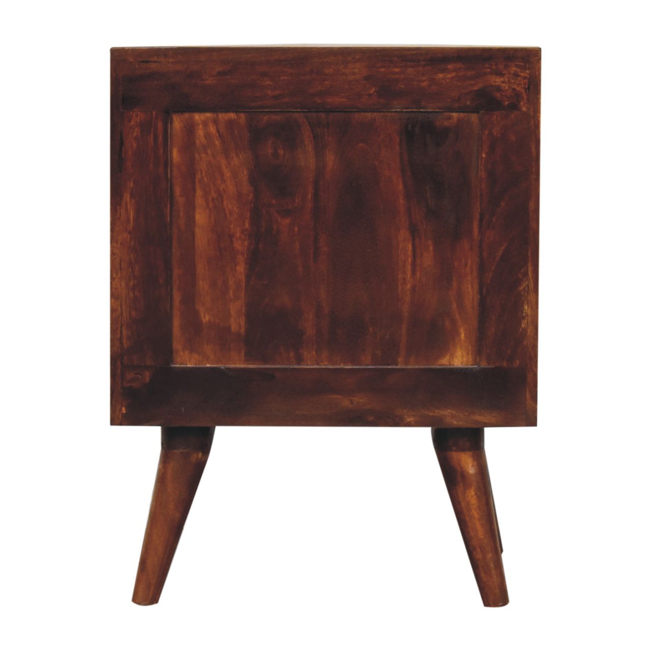 Solid Mango Wood Chestnut Finished 1 Drawer T-bar Handle High Back Bedside - Image 9