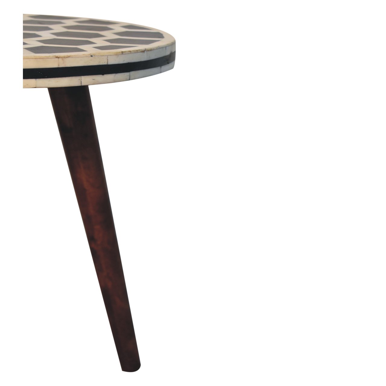 Solid Mango Wood Honey Caramel Finished Bone Inlay Tripod Stool - Image 5