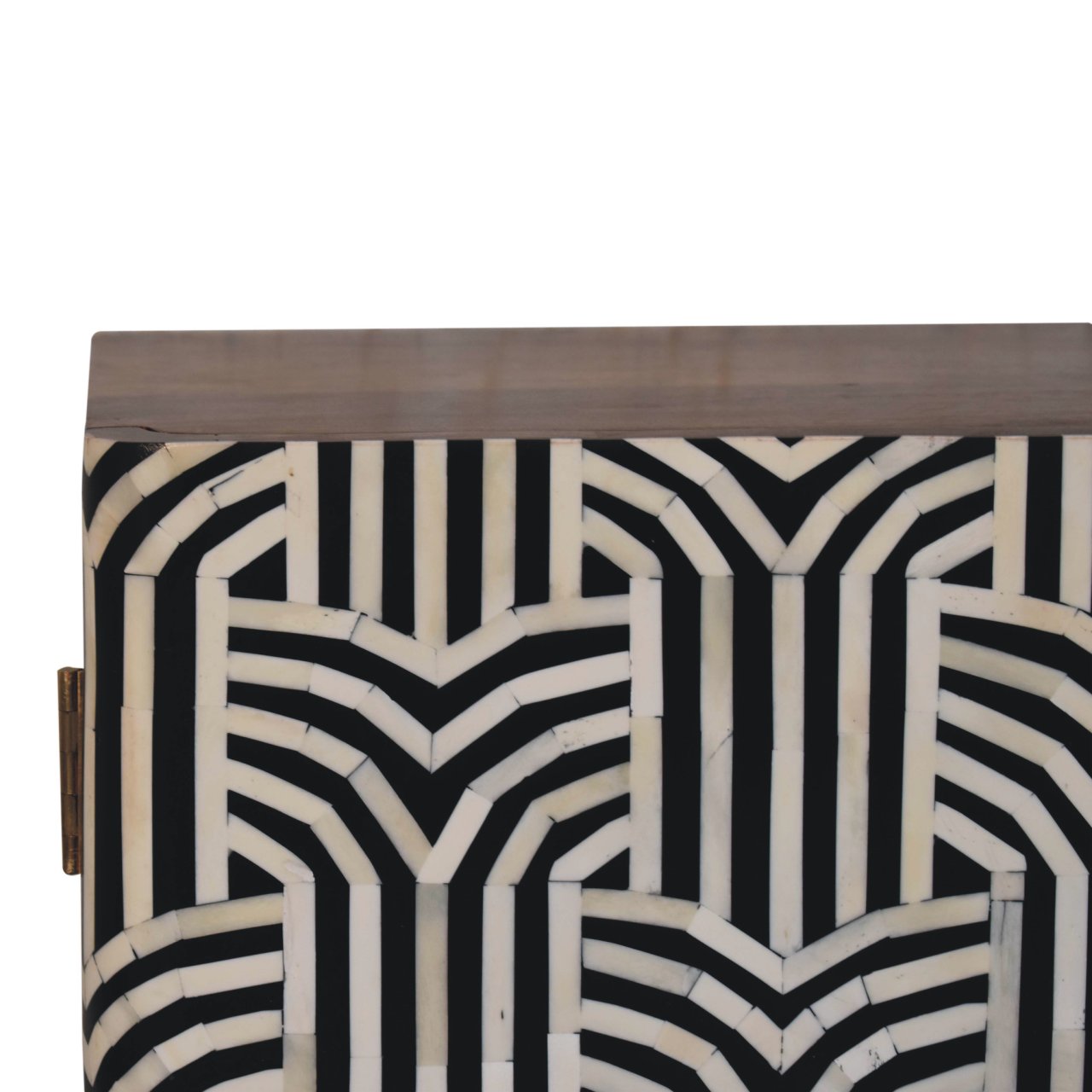Solid Mango Wood Honey Caramel Finished 2 Door Edessa Bone Inlay Cabinet - Image 4