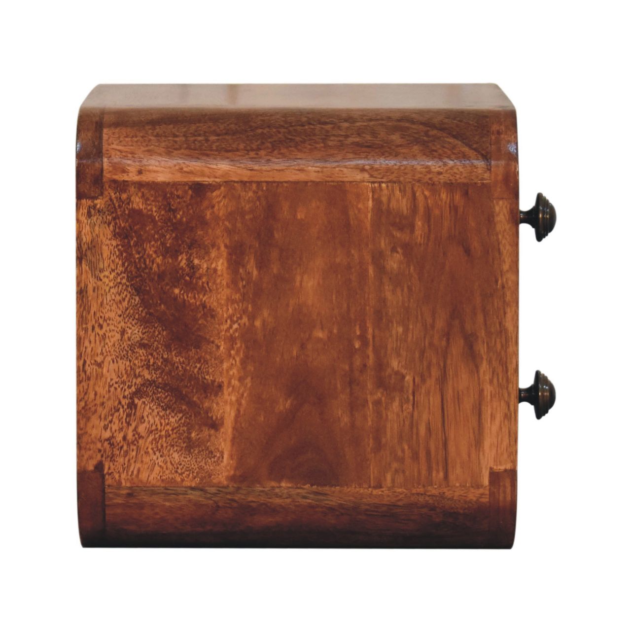 Solid Mango Wood Honey Caramel Finished 2 Drawer Mini Curved Wall Mounted Bedside - Image 7