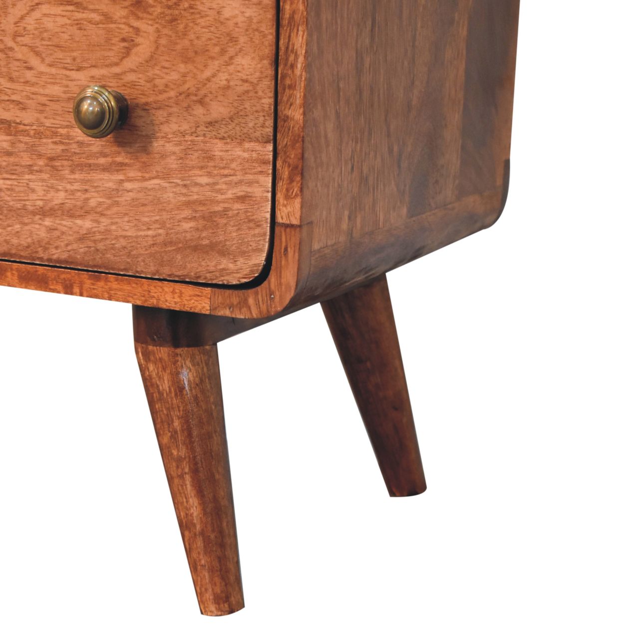 Solid Mango Wood Honey Caramel Finished Curved 3 Drawer Chest - Image 6