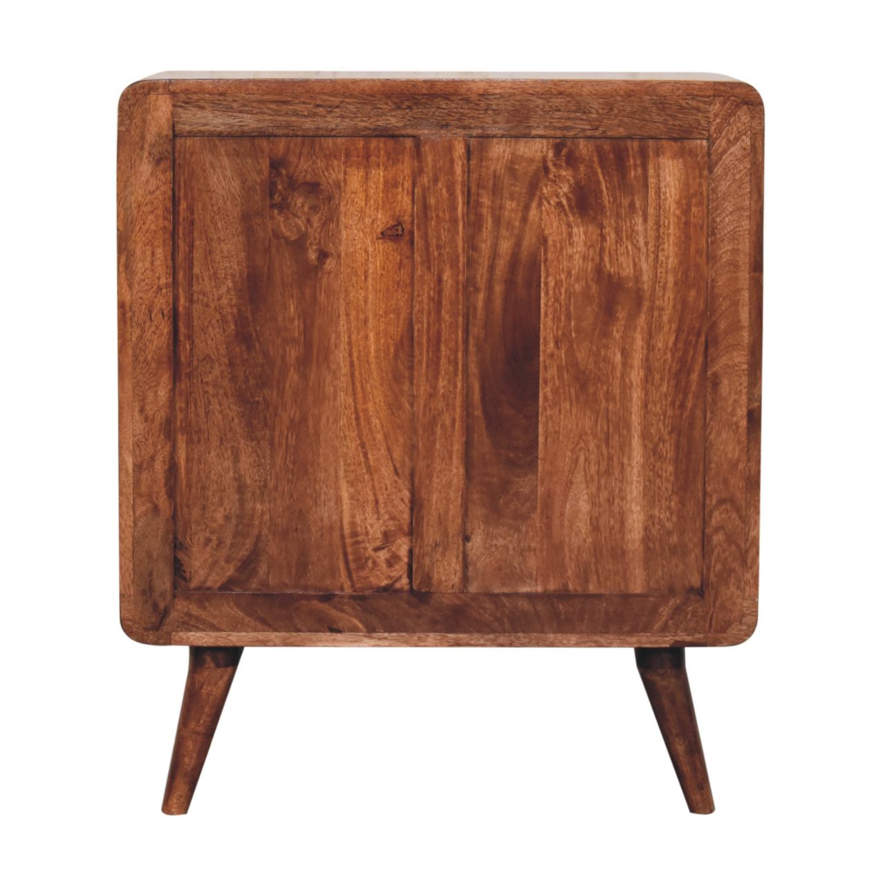 Solid Mango Wood Honey Caramel Finished Curved 3 Drawer Chest - Image 8