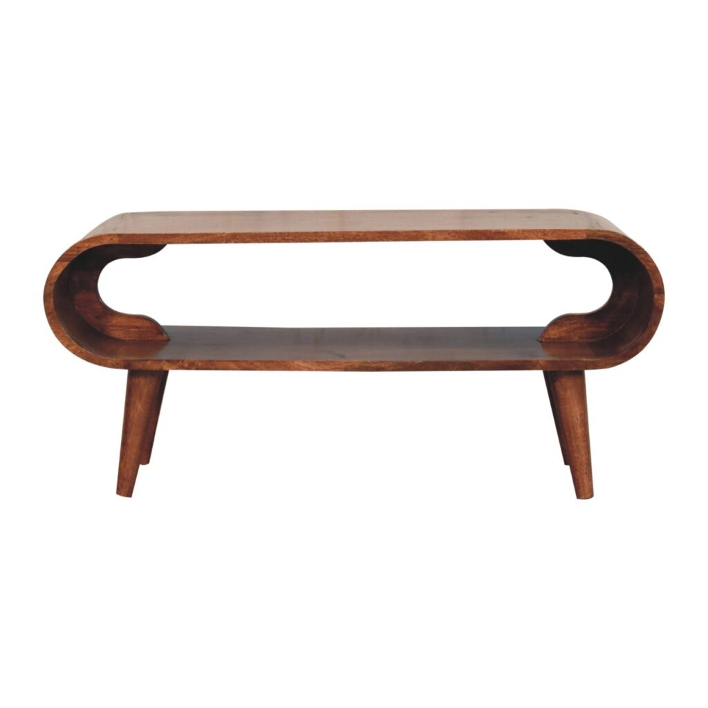 Solid Mango Wood Honey Caramel Finished Amaya Nordic Style Coffee Table