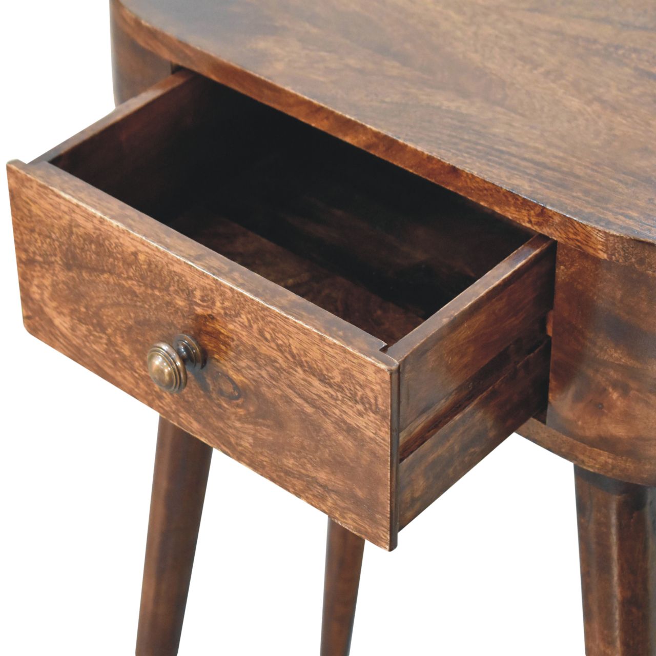 Solid Mango Wood California Walnut Finished 1 Drawer Mini Albion Console - Image 5