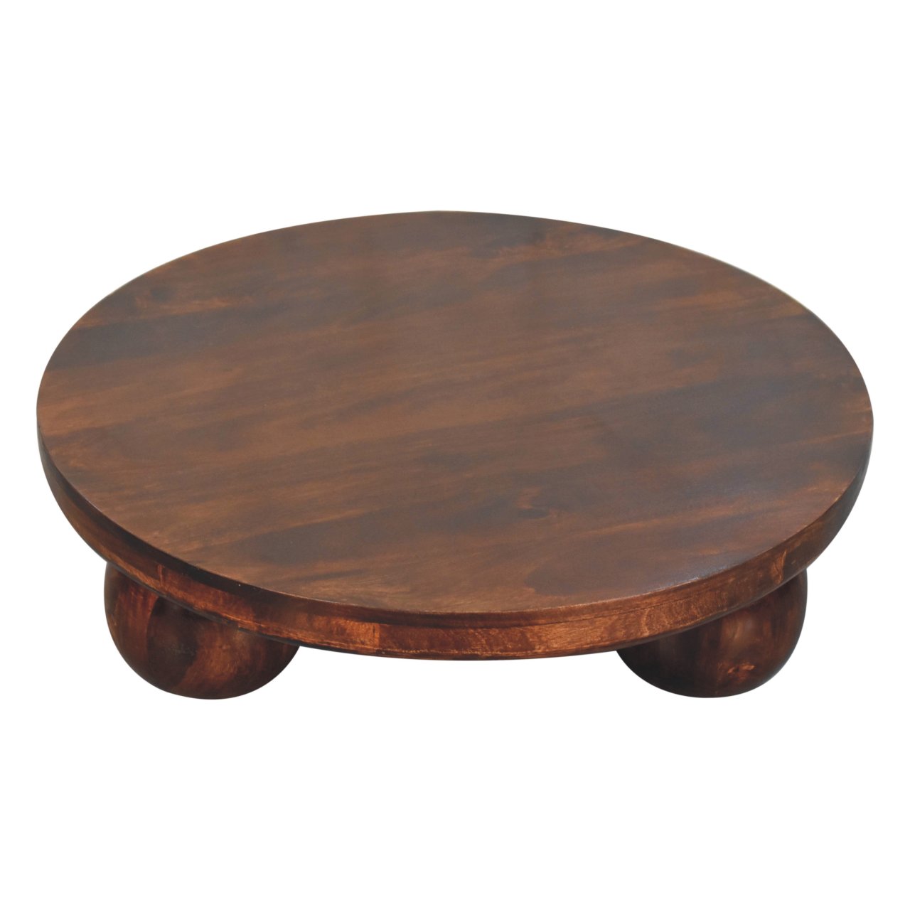 Solid Mango Wood California Walnut Finished Central Table with Ball Feet - Image 2