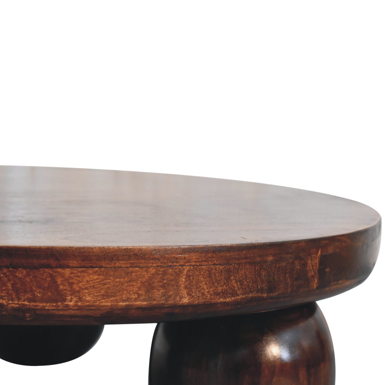Solid Mango Wood California Walnut Finished Central Table with Ball Feet - Image 5
