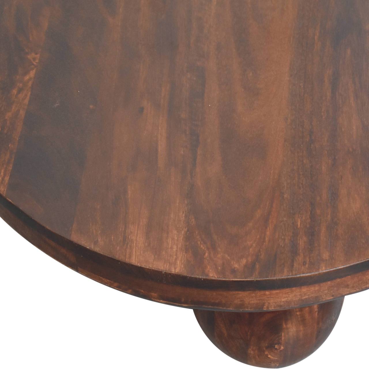 Solid Mango Wood California Walnut Finished Central Table with Ball Feet - Image 6