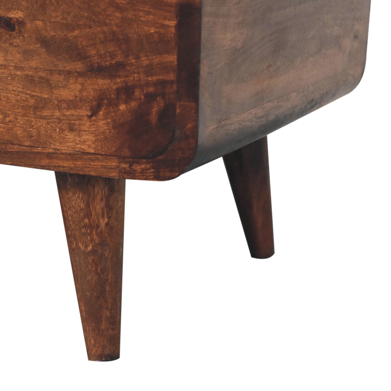 Solid Mango Wood California Walnut Curved Blanket Box On Legs - Image 6
