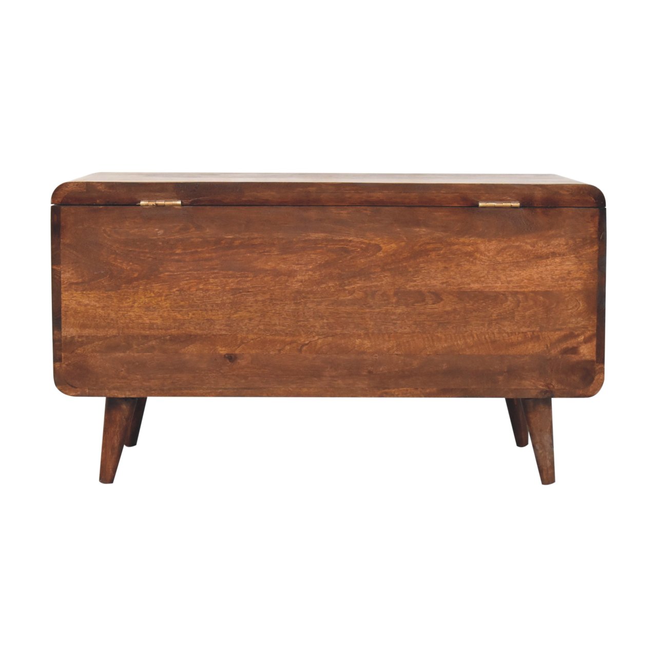 Solid Mango Wood California Walnut Curved Blanket Box On Legs - Image 8