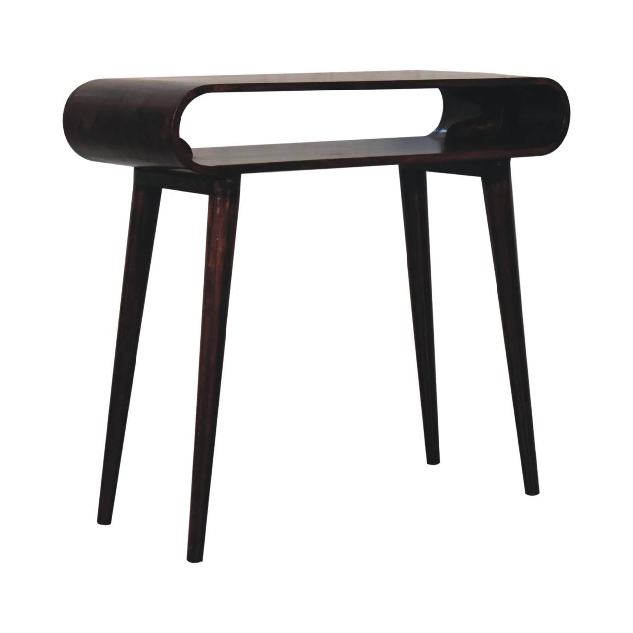 Solid Mango Wood California Walnut Finished Amaya Open Console Table - Image 2