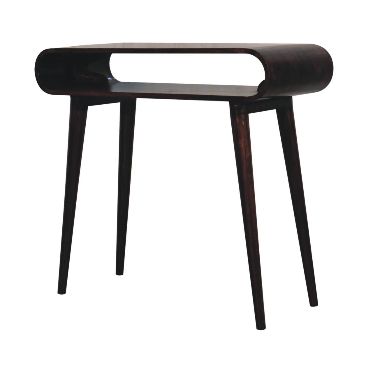 Solid Mango Wood California Walnut Finished Amaya Open Console Table - Image 3