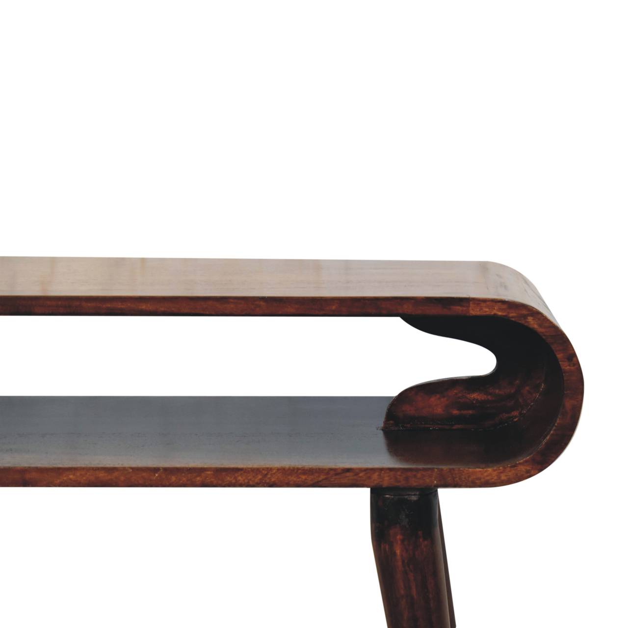 Solid Mango Wood California Walnut Finished Amaya Open Console Table - Image 4