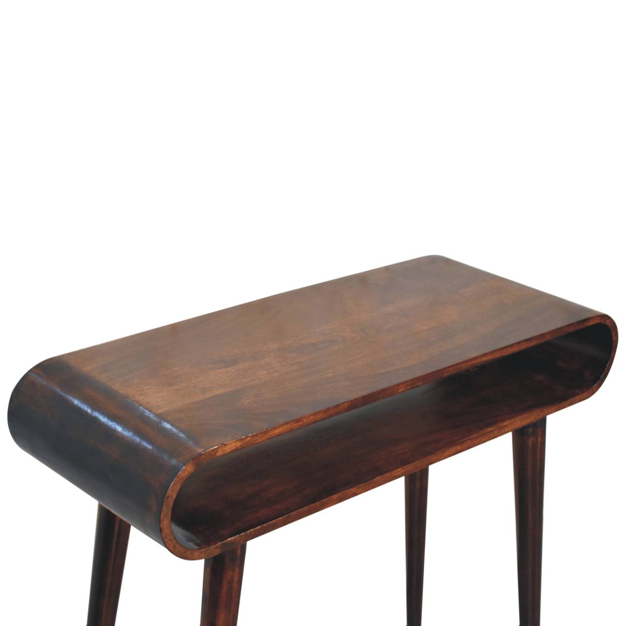 Solid Mango Wood California Walnut Finished Amaya Open Console Table - Image 5