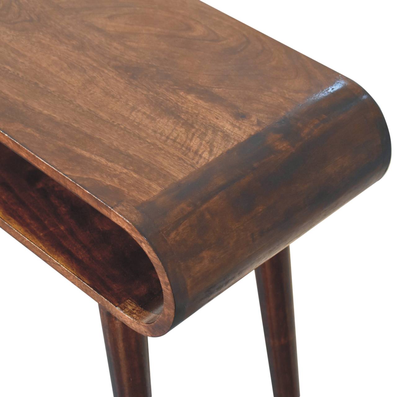 Solid Mango Wood California Walnut Finished Amaya Open Console Table - Image 6