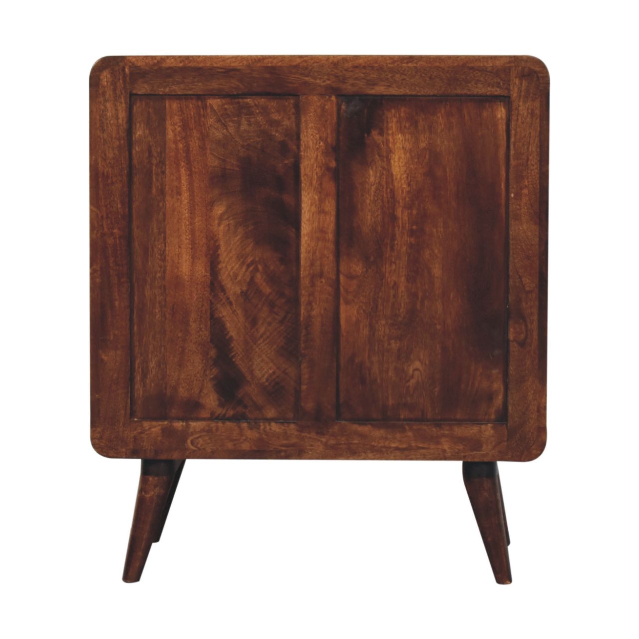 Solid Mango Wood California Walnut Finished 3 Drawer Curved Chest - Image 8