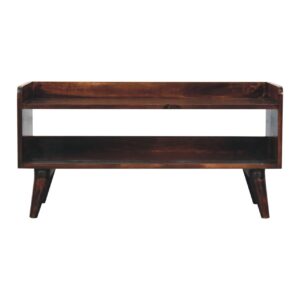 Solid Mango Wood California Walnut Finished Nordic Storage Bench