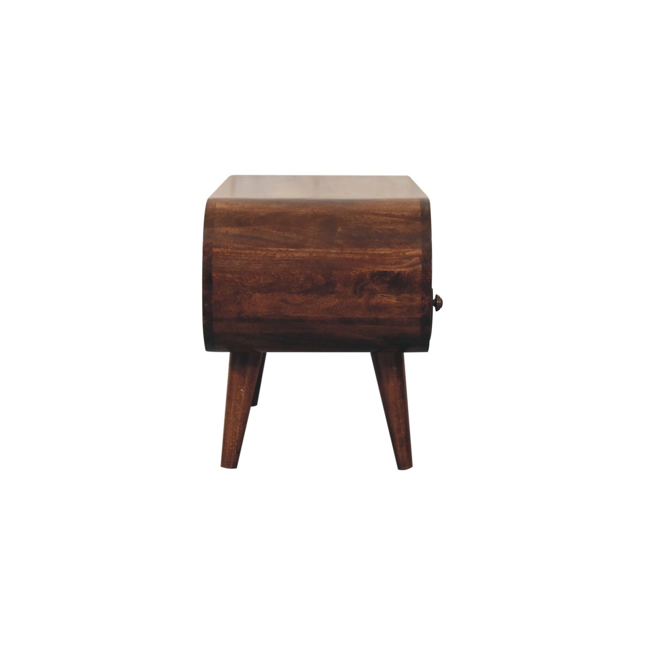 Solid Mango Wood California Walnut Finished 2 Drawer Circular TV Stand - Image 8