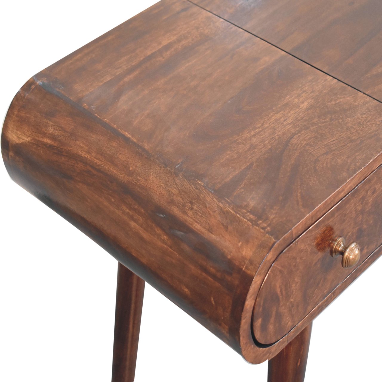 Solid Mango Wood California Walnut Dressing Table with Foldable Mirror - Image 5
