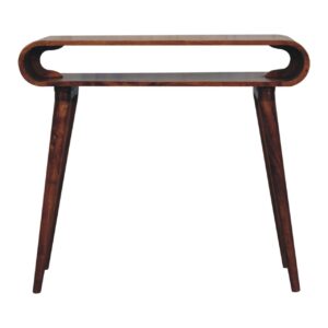 Solid Mango Wood Honey Caramel Finished Amaya Nordic Style Open Console Table
