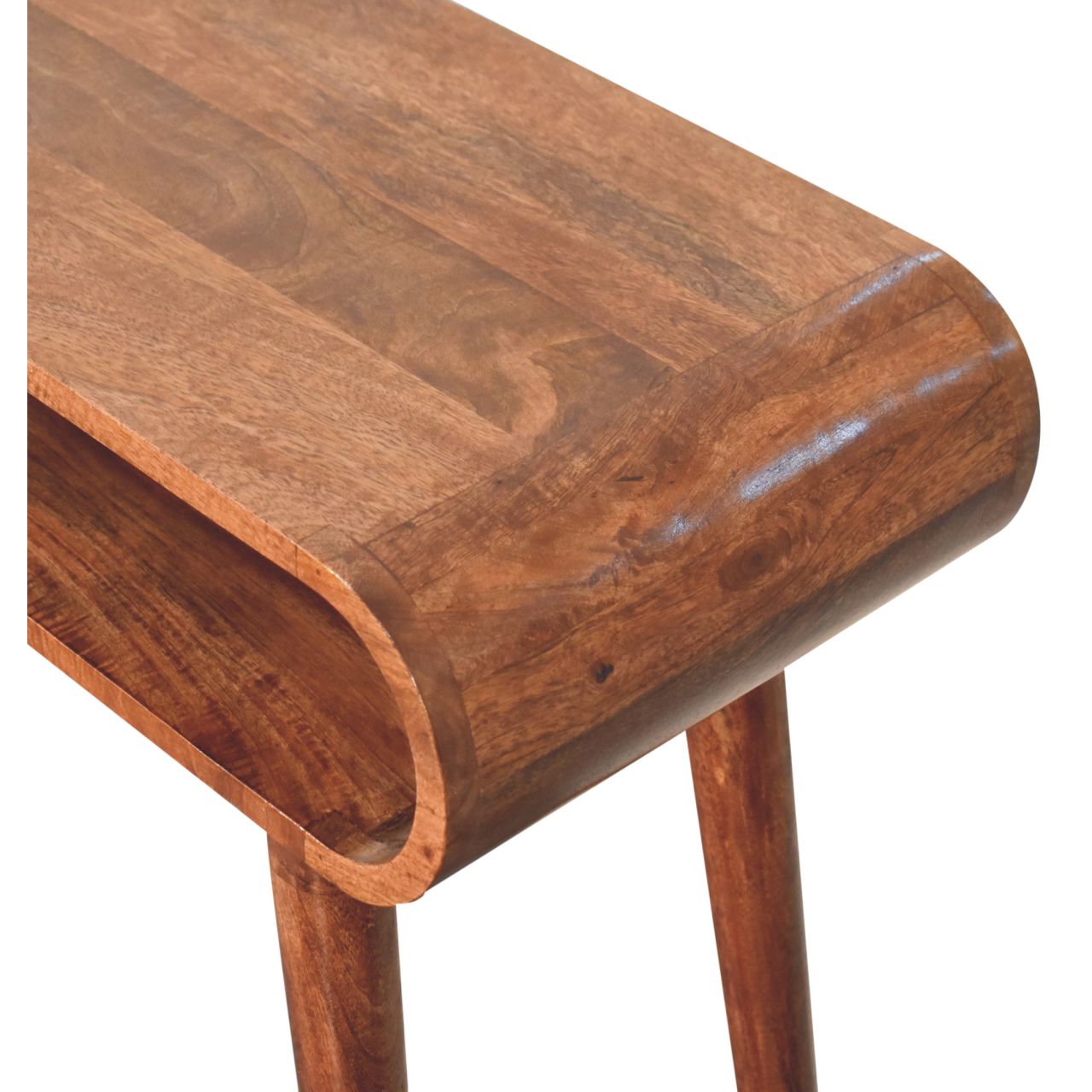 Solid Mango Wood Honey Caramel Finished Amaya Nordic Style Open Console Table - Image 6