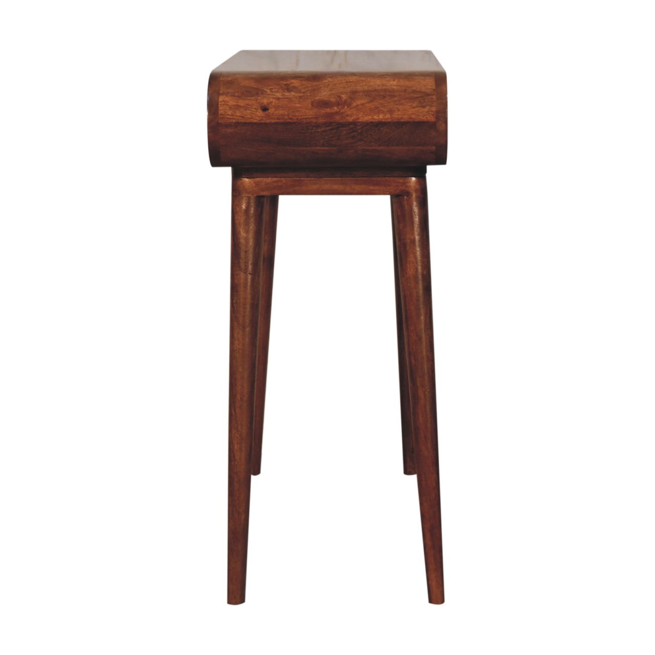Solid Mango Wood Honey Caramel Finished Amaya Nordic Style Open Console Table - Image 8