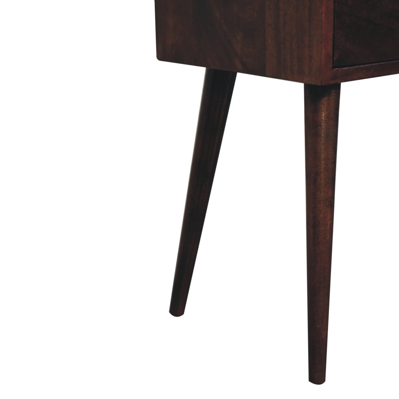 Solid Mango Wood California Walnut Finished Mini 2 Drawer Bedside - Image 7