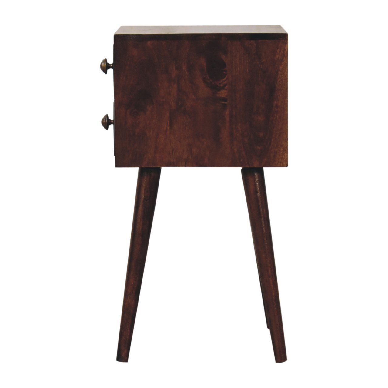 Solid Mango Wood California Walnut Finished Mini 2 Drawer Bedside - Image 8