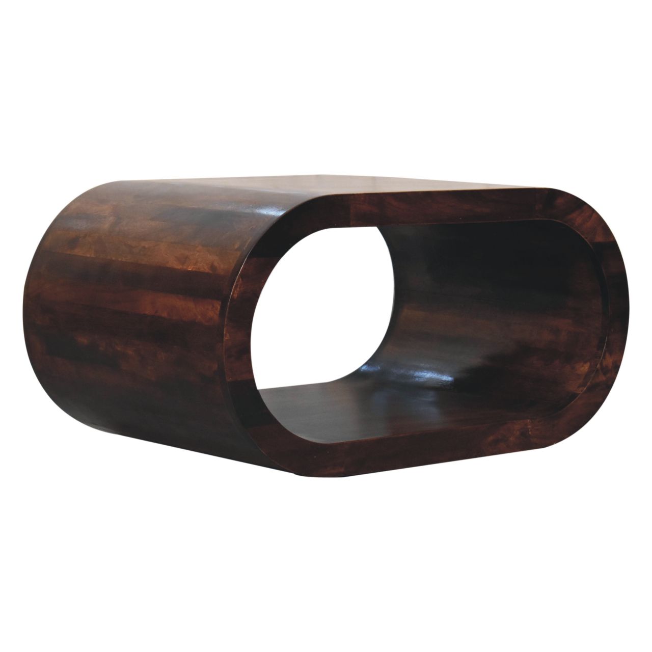 Solid Mango Wood California Walnut Finished Open Amaya Coffee Table - Image 3