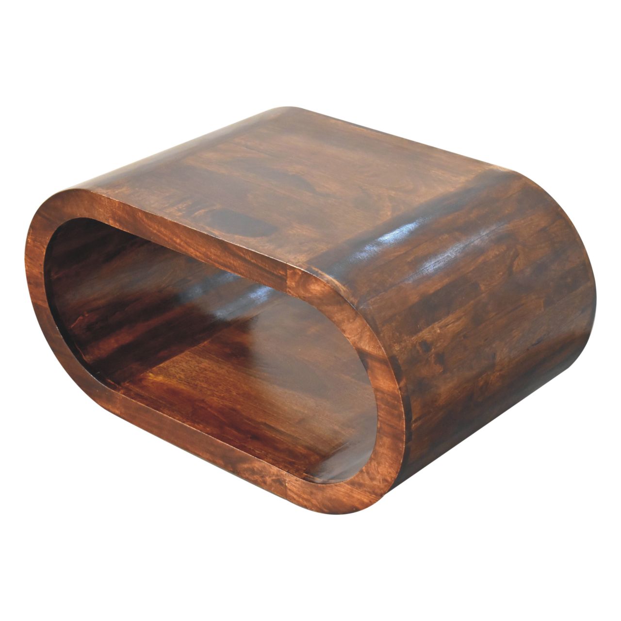 Solid Mango Wood California Walnut Finished Open Amaya Coffee Table - Image 5