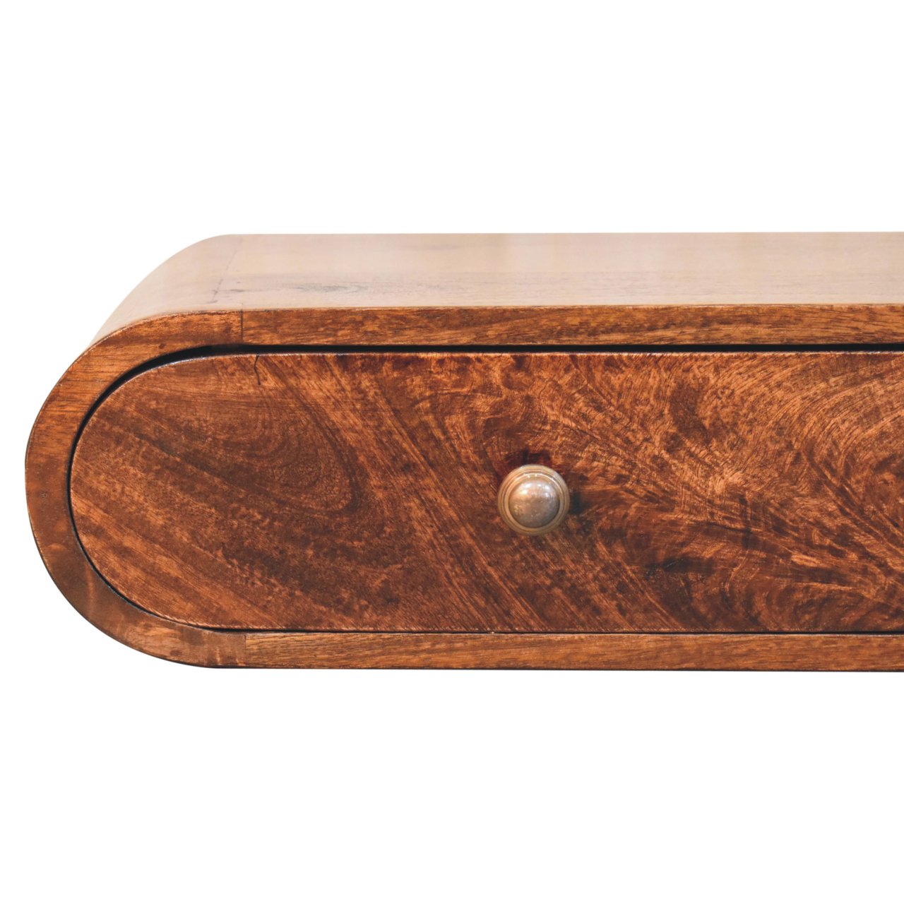 Solid Mango Wood California Walnut Finished 2 Drawer Wall Mounted Console Table - Image 4