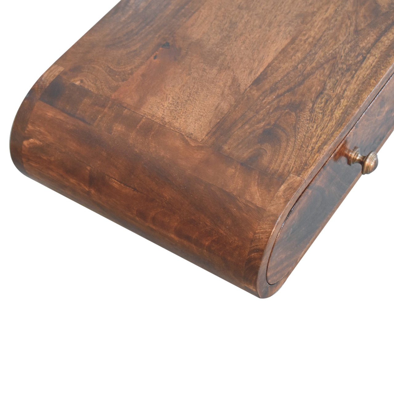Solid Mango Wood California Walnut Finished 2 Drawer Wall Mounted Console Table - Image 5