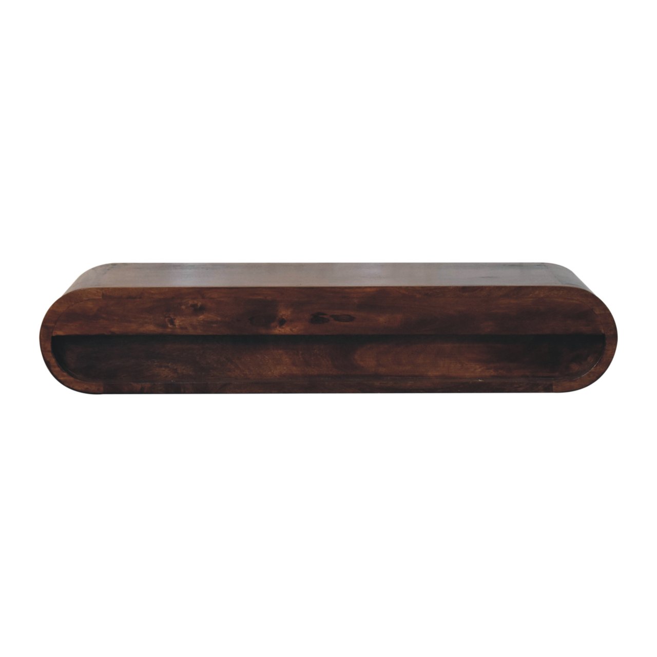 Solid Mango Wood California Walnut Finished 2 Drawer Wall Mounted Console Table - Image 8
