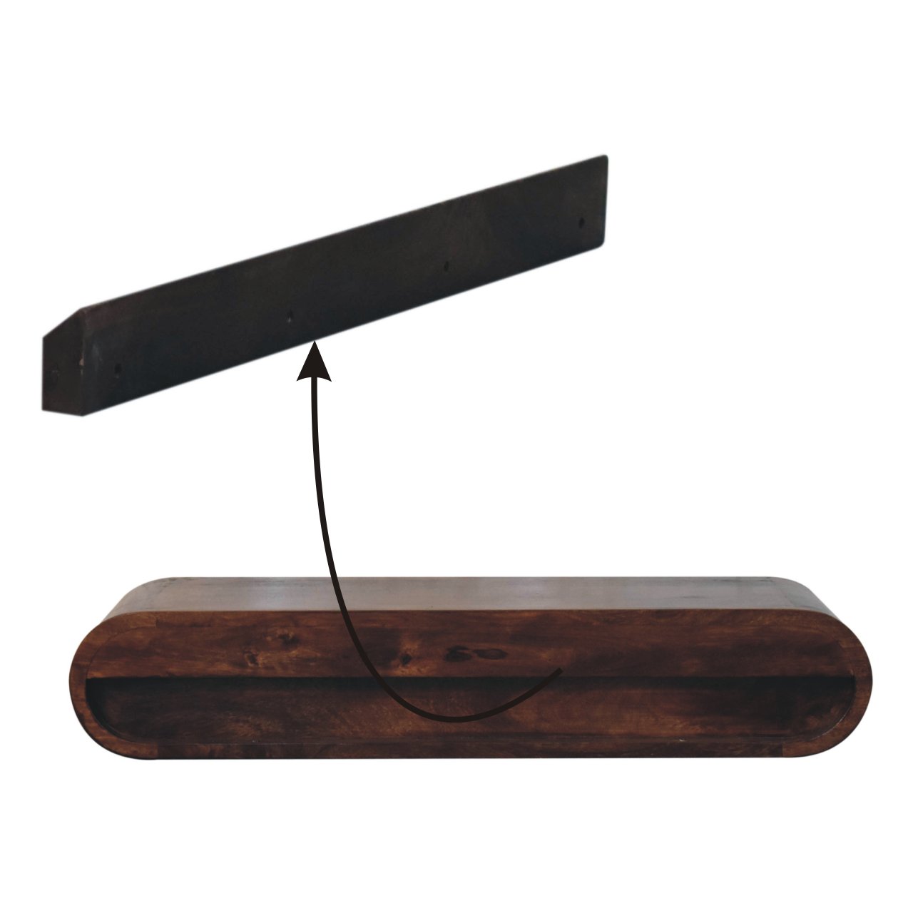Solid Mango Wood California Walnut Finished 2 Drawer Wall Mounted Console Table - Image 9